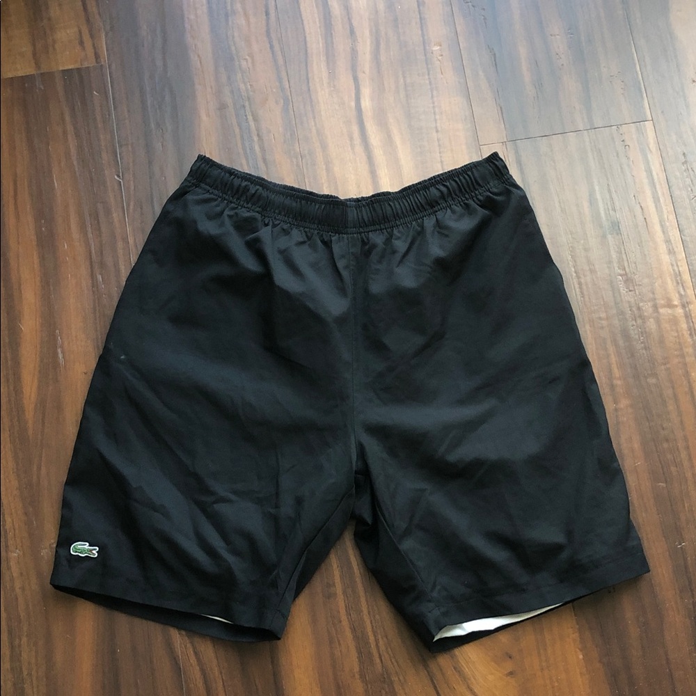 Like new Lacoste Black Elastic Waist Athletic Shorts